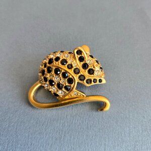 D'Orlan vintage gold tone and rhinestones mice brooch.